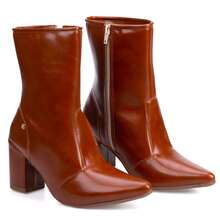 Domidona Women's Short Boot With Block High Heel And Pointed Toe - Lạc đà - Xem 7