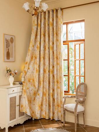 1pc High-End Blackout Curtains, Gold-Colored Curtain Suitable For Villas, Farmhouses, Living Room And Bedroom