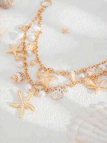 Starfish Pendant Sexy Waist Chain Sexy Bikini Starfish Waist Chain Jewelry Sexy Belly Gold Body Chain Dress Set Metal Waist Belt Summer Beach Waist Jewelry For Women And Girls - Multicolor - View 4