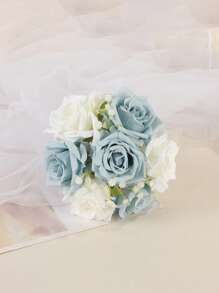 1 Piece Of New Wedding Artificial Bride Bouquet In Blue For Bridesmaid Summer Birthday Gifts Beach Back To School School Supplies Room Decor