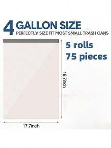 75 sacchetti della spazzatura in plastica monouso, ultra spessi, antiolore, con maniglia blu, facili da trasportare, pieghevoli, adatti per pattumiere da 4 galloni in cucina, bagno, casa, ufficio e bagni, convenienti e salva spazio (disponibile anche il set di prova da 15 pezzi / 1 rotolo), adatti per i sacchi della spazzatura della pattumiera, fornitore per la casa