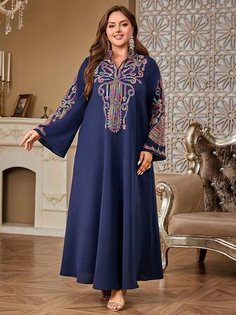 女士优雅 V 领涤纶长袍连衣裙，适合节日、婚礼、假日、海滩、生日派对、约会、正式晚宴、旅行