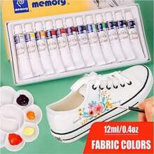 DIY Craft Fabric Painting Set - 12 Vibrant Colors - 12ml, Textile Paint, Suitable For Clothing, Shoes, Jeans, Bags And Canvas - Multi-Purpose Set For Artists And Hobbyists - 12 Colors 12 Ml - View 9
