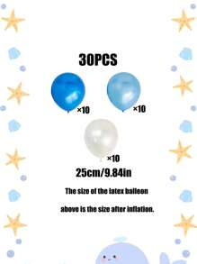30 pièces Ballons en latex bleu nacré et blanc, convient pour mariage, fiançailles, anniversaire, enterrement de vie de garçon/jeune fille, révélation de sexe, décoration de fête d'anniversaire