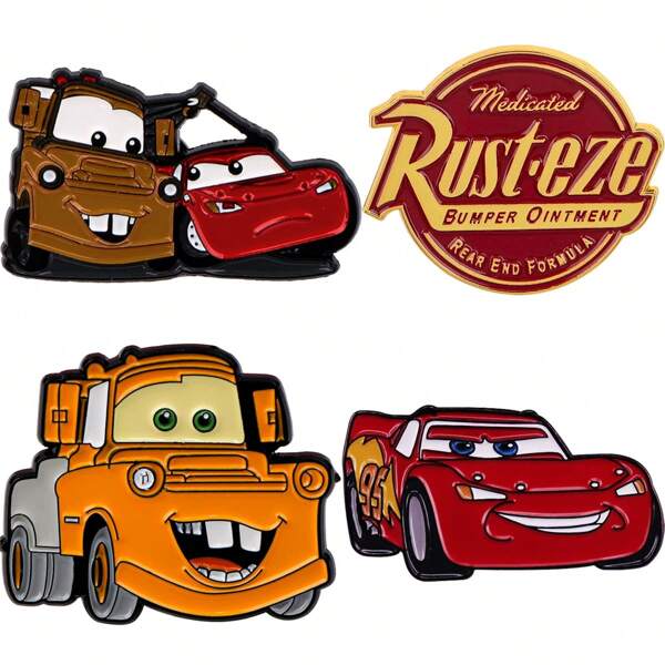 Disney 1 pieza Insignia de solapa de esmalte con diseño de autos de dibujos animados - Insignia linda para bolsos y accesorios de ropa - Pasador para ropa, bolso, encanto para la escuela