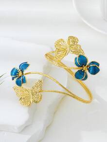 Fashionable Retro Alloy Butterfly Arm Cuff - Butterfly Flower - View 3