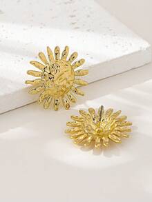 1 Pair Fashion Elegant Sunflower Earrings - Yellow Gold - View 2