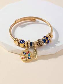 1 buc. Ochi ai diavolului și Arborele vieții și Ruj Breloc Brățară reglabilă din oțel inoxidabil, potrivită pentru femei, petrecere, bijuterii, cadou pentru Îndrăgostiți, mame, mame, ziua mamei, cadou.