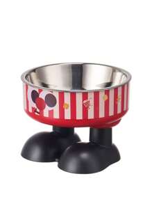 1pc Elevated Pet Feeding Bowl, Cartoon Design, Plastic, Anti-Spill & Neck Protection, For Cats And Dogs