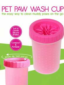 Limpiador portátil de patas de perro, tamaño grande, color rosa