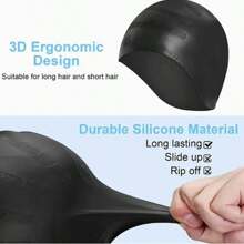1pc Adult Silicone Swimming Cap - Elastic, Comfortable, Anti-Slip Design With Textured Grip For Secure Fit, Available In Black, Blue, Pink, Durable & Flexible Material Suitable For Swimming Pool Or Beach Water Sports | Fashionable & Comfortable Swim Cap | Water Sports Gear | Textured Swim Cap | Silicone Swim Cap (Color & Style Random)