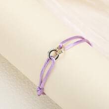 1 pieza Pulsera trenzada de acero inoxidable con diseño de círculo, apropiada para decoración diaria