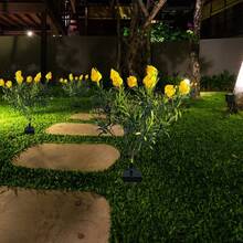 2Pack Solar Garden Lights - Flower Lights Gardenia Design, Solar Garden Spike Lights Waterproof Decorative Lights For Garden, Outdoor Patio, Pathway Decorations - 黃色 - 查看 3