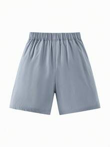 mini bala Boys' And Girls' Cool Feeling Four-Way Stretch Shorts Summer Breathable Shorts - Gray Blue - View 5