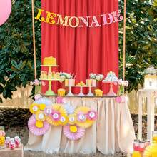 派对背景窗帘，杆状布艺窗帘，红色布艺背景窗帘，派对装饰，5 x 7/8/10 英尺，1/2 片 - 紅色 - 查看 4