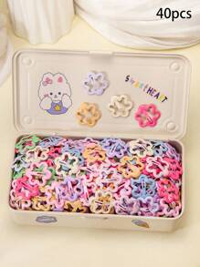 40/20 piezas Clips para el cabello con forma de estrella de dopamina, mariposa y flor de ciruelo en colores llamativos, accesorios para el cabello encantadores para estudiantes, adecuados para la vida diaria y festivales