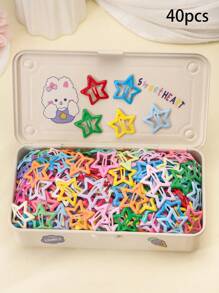 40/20 piezas Clips para el cabello con forma de estrella de dopamina, mariposa y flor de ciruelo en colores llamativos, accesorios para el cabello encantadores para estudiantes, adecuados para la vida diaria y festivales