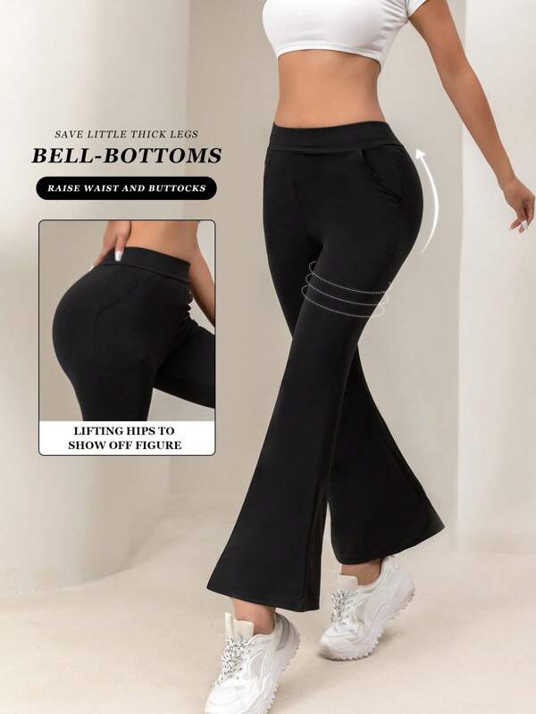 High-Waisted Hip-Lifting Yoga Long Pants For Spring And Summer, Outdoor Wide-Leg Fitness Pants, Naked-Feel, Casual And Slimming Flared Sport Pants With A Slight Flare
