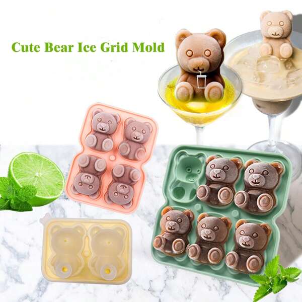 1pc Bear Shape Silicone Ice Cube Tray, Ice Cream/Ice Ball Mold