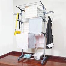 Étendoir à linge avec deux bords latéraux, support au sol pour le stockage intérieur et le séchage extérieur