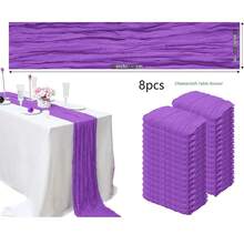 8pcs Violet Cheese Patterned Bohemian Gauze Tablecloths 35*71 Inches, Romantic Cheesecloth Tablecloths For Weddings, Engagements, Bridal Showers, Gifts, Birthday Parties, Gatherings, Cake Tables - Multicolor - View 4