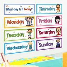 Lachilly 8Pcs/Set Week English Learning Cards, Practical Learning Cards For Children's English Education, School Classroom Decoration Supplies, English Learning Cards For Home And School Classrooms - Day Of the Week - View 4