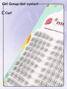 100片/套 韩国女团偶像假睫毛，C型卷翘浓密，分段式自然卡通眼型，透明睫毛梗，单根假睫毛，适合日常妆容，可在家DIY嫁接睫毛，柔软易用。 - 黑色 - 查看 3