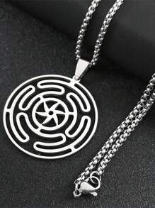 Colar Pingente de Roda de Hécate de Aço Inoxidável, Símbolo Mágico do Strophalos de Hécate, Pingente do Logotipo
