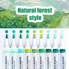 A Group Of 9 Pieces To Form A Color Series. These Are Soft-Tip Acrylic Markers, Which Are Also Art Pens For Drawing. Can Be Used For Color Layer, Does Not Penetrate Paper, Suitable For Graffiti On A Variety Of Surfaces. Colorful , Back To School Gifts