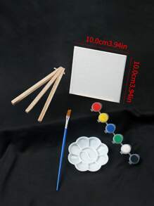 طقم ألوان أكريليك 6 ألوان مع حامل الرسم والباليت - طقم فن وحرف DIY، مناسب للرسم، يشمل لوحة قماشية وفرش، مثالي كهدية لعيد الأم، عيد الأب، التخرج، الزينة، هالوين، عيد الميلاد