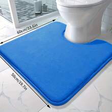 1pc Premium Plush Bathroom Mat (U-Shaped), Solid Color, Soft, Absorbent, Machine Washable, Non-Slip, Fade Resistant, Suitable For Bathroom, Kitchen, Laundry Room, Bedroom, Shower Room Decor Bathroom Accessories Back To School