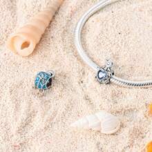 1 Pc Silver Plated Charm Cute Marine Life Dolphin Turtle Mermaid Bead Pendant For Original Bracelet Necklace DIY Jewelry Making Fit Women Birthday Gift