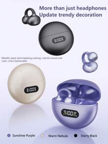 NEW SENYANG LED Display Clip-On Headphones, Protective Audio Output To Prevent Sound Leakage, Long-Wear Comfort, Open-Ear Sport Design To Prevent Falling, Wireless Bluetooth Headphones With Voice Call Support