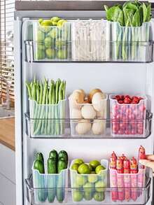 10 件透明冰箱储物盒，节省空间的厨房容器，现代食品收纳盒，适用于冰箱门和台面