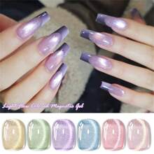 MEET ACROSS 7PCS 7ml Light Flow Colored Cat Magnetic Gel Nail Polish Blue Green Gold Pink Purple Sparkle Glitter Gel Varnis Semi Permanent Gel For Summer Manicure DIY Nail Supplies