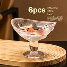 1/2/6pcs冰淇淋玻璃杯 无铅冰淇淋杯 饮料杯 冰淇淋容器 加厚水晶玻璃杯 蛋糕杯 果冻杯 奶茶杯 饮料杯 鸡尾酒杯 零食容器 欧式甜品玻璃杯