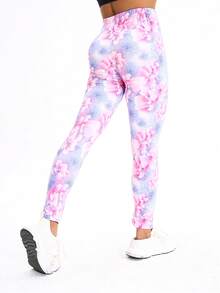 秋冬新品，时尚优雅的女士黑色泼墨印花紧身裤，粉色花卉柔软弹力九分裤，红色爱心字母图案七分紧身裤，适合健身、散步、户外、工作、派对、瑜伽、深蹲、举重、塑身