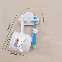 Sanrio Sanrio 2 Pieces/3 Piecescartoon Mouthwash Cup Set, Used For Household Bathroom Storage, Wall Mounted Toothbrush Holder, Used For Household Toothbrush Cup Cleaning, PP Cup Toothbrush Holder, Non Punched Cup Toothbrush Wall Mounted