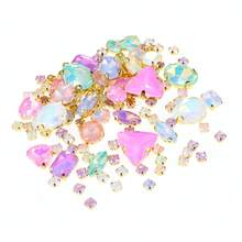 1 Pack Of Approx. 130/100/50pcs Gold Sew On Rhinestones, Mixed Shape Metal Claw Sewing Glass Gems, Rhinestone Embellishments - Mixed Mocha - View 5