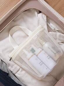 Mesh Handbag, Hollow Out Storage Bag, Shower Drain Bag, Portable Makeup Travel Beach Outdoor Sports Bag Back To School Supplies