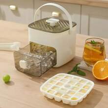 48-Slot Extra Large 2-Layer Ice Bucket With Built-In Mold, Portable Design For Easy Ice Making And Storage, Quick Access, Suitable For Parties, Outdoor Activities, Home Kitchen, Restaurant And Camping, Transparent Lid And Easy Grab Design