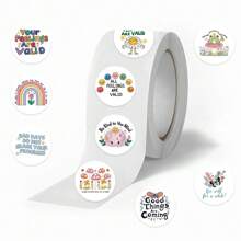 500 unidades Rollo de pegatinas de salud mental con dibujos animados, adhesivos de afirmación positiva, pegatinas estéticas, papelería, pegatinas de vinilo resistentes al agua para botellas de agua, computadoras, portátiles, teléfonos, equipaje, cuadernos, refrigeradores