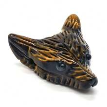 33mm Wolf Head Pendants Natural Healing Crystal Tiger Eye Green Aventurine Reiki Stone Hand Carved Animal Statue Figurine Decor Gemstones Necklace Jewelry - 1PC - View 9