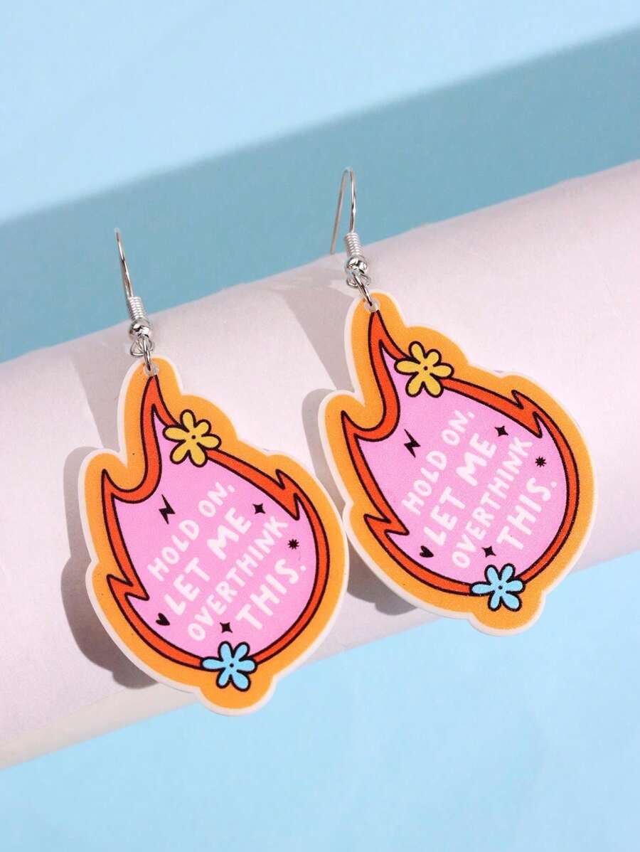 1 Pair Funny Creative Flame Letter Drop Earrings, Women's Party Jewelry