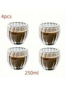 Tazas de vidrio de doble capa, taza de café vertical, 250ml/8.62oz, resistente al calor y aislante térmico, adecuada para café, espresso, whisky, etc. Reutilizable, adecuada para diversas ocasiones como reuniones familiares, oficinas, cafés, fiestas festivas, accesorios de bar, etc., 250ml/8.62oz