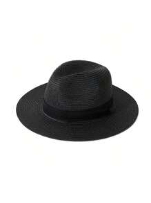 Summer Foldable Panama Hat, European And American Style Sun-Shading Jazz Hat, Outdoor UV Protection Beach Straw Hat, Versatile & Unique