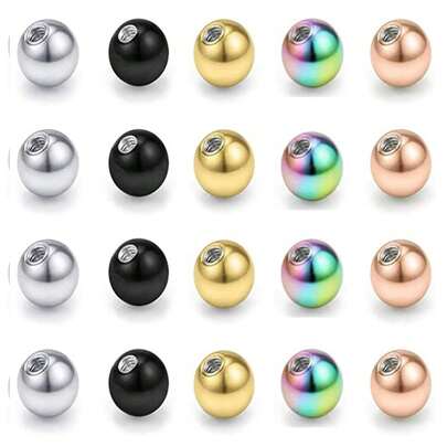 10pcs Multicolor Colors Replacement Balls Surgical Steel Bead Labret Lip Studs Eyebrow Tongue Ear Tragus Belly Body Piercing Jewelry 14g/16g 3mm-5mm