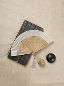 1pc Foldable Fan Hand Held Fan With Tassel For Outdoor Travel Dancing Performance Cheongsam Dressing Accessories Photo-Taking Props