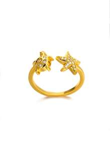 Gold Shell Ring Beach Themed Adjustable Rings; Ocean Inspired Jewelry; Starfish & Seashell Rings; Boho Summer Gift For Women