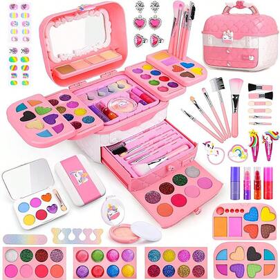 1pc Princess Makeup Set Gift Box For Girls, Children's Makeup Perform Pretend Play Vanity Set With Lipstick, Eyeshadow, Blush